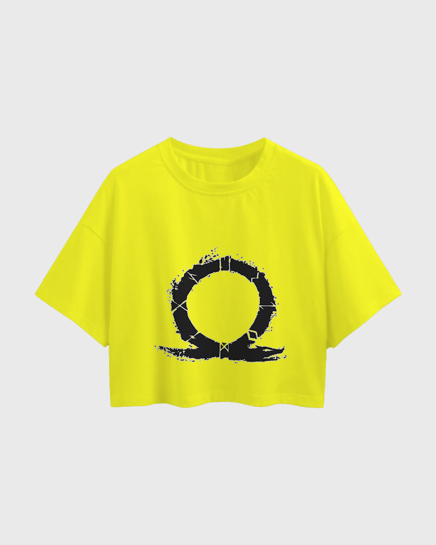 Womens Oversized Cropped TShirt Gaming God Of War Logo