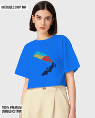 Womens Oversized Cropped TShirt Funky Splash