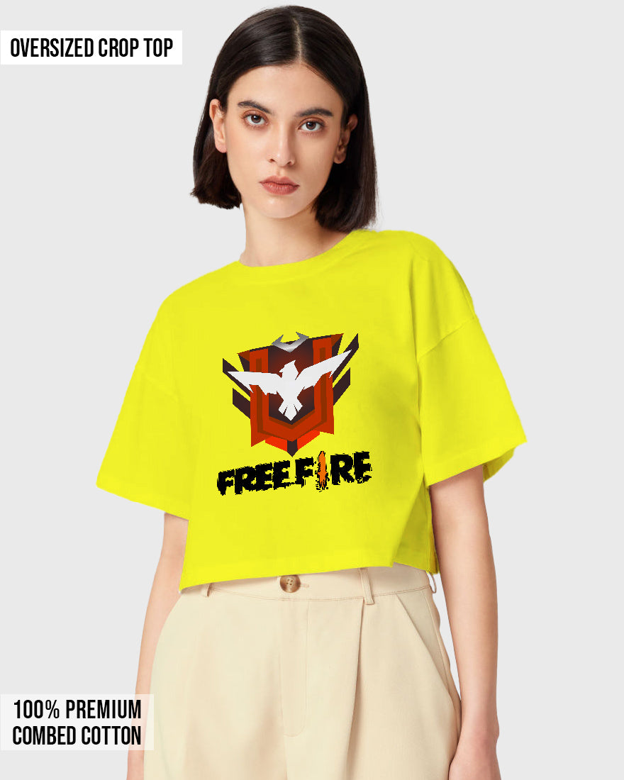 Womens Oversized Cropped TShirt Gaming Free Fire 2