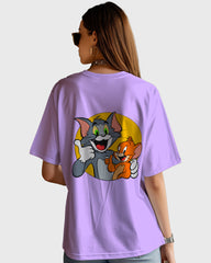 Womens Oversized TShirt Cartoon Tom & Jerry