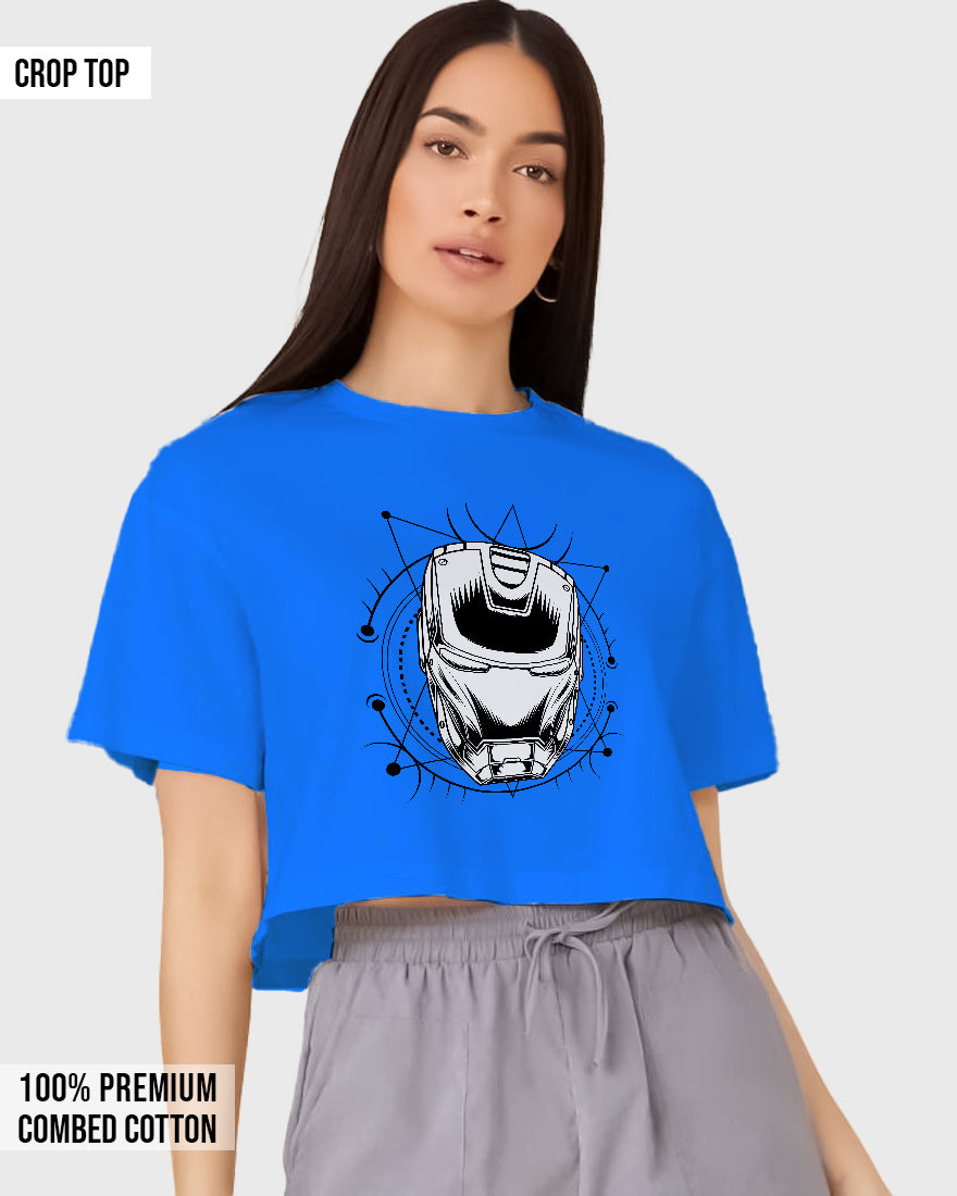 Womens Cropped TShirt Movies Ironman Helmet