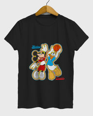 Womens Relaxed Fit TShirt Cartoon Micky & Donald