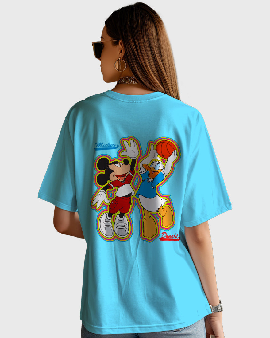 Womens Oversized TShirt Cartoon Micky & Donald