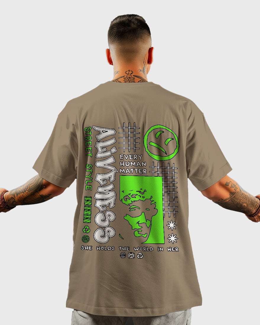 Mens Oversized Tshirt Funky Aliveness