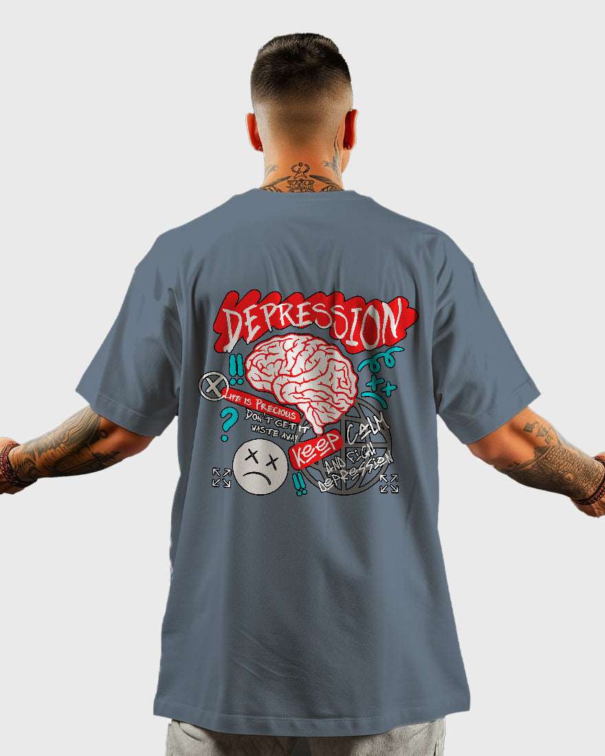 Mens Oversized Tshirt Funky Depression