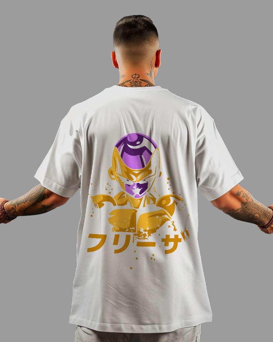 Mens Oversized Tshirt Anime Dragonballz Golden Freezer