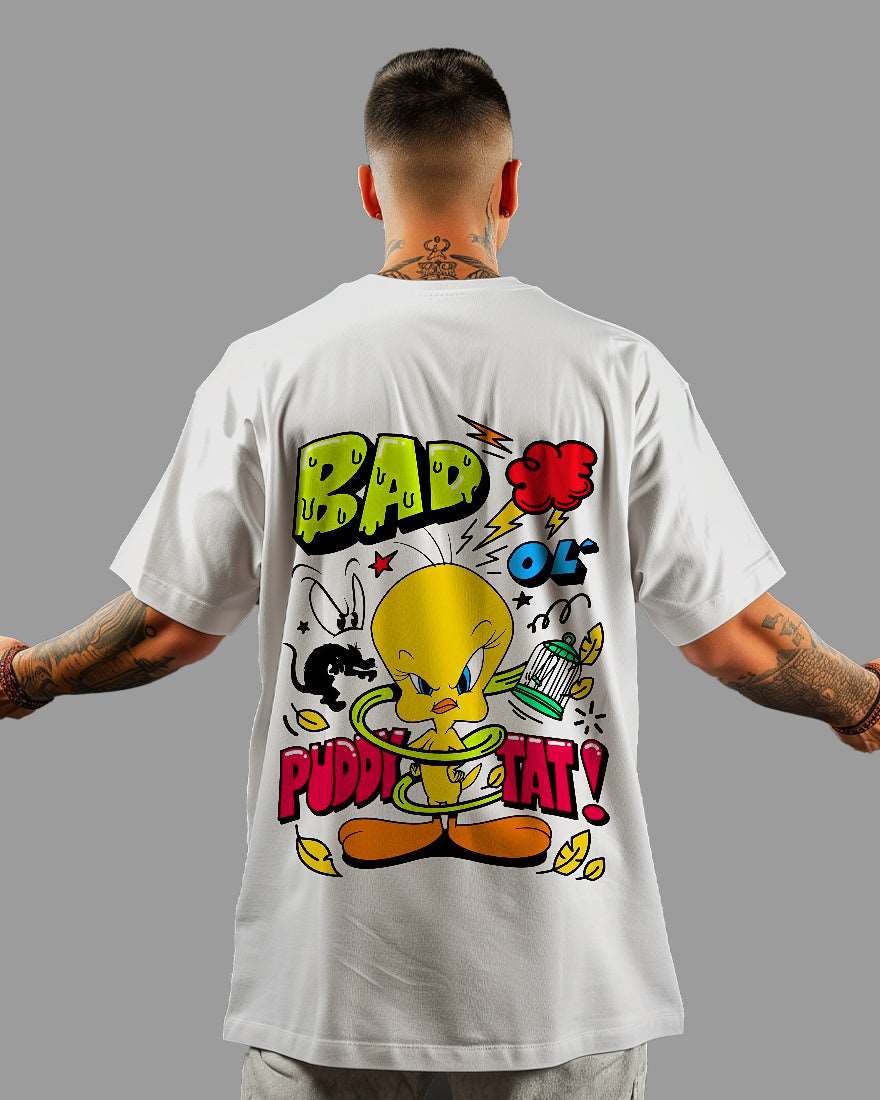 Mens Oversized Tshirt Cartoon Loony Tunes Tweety