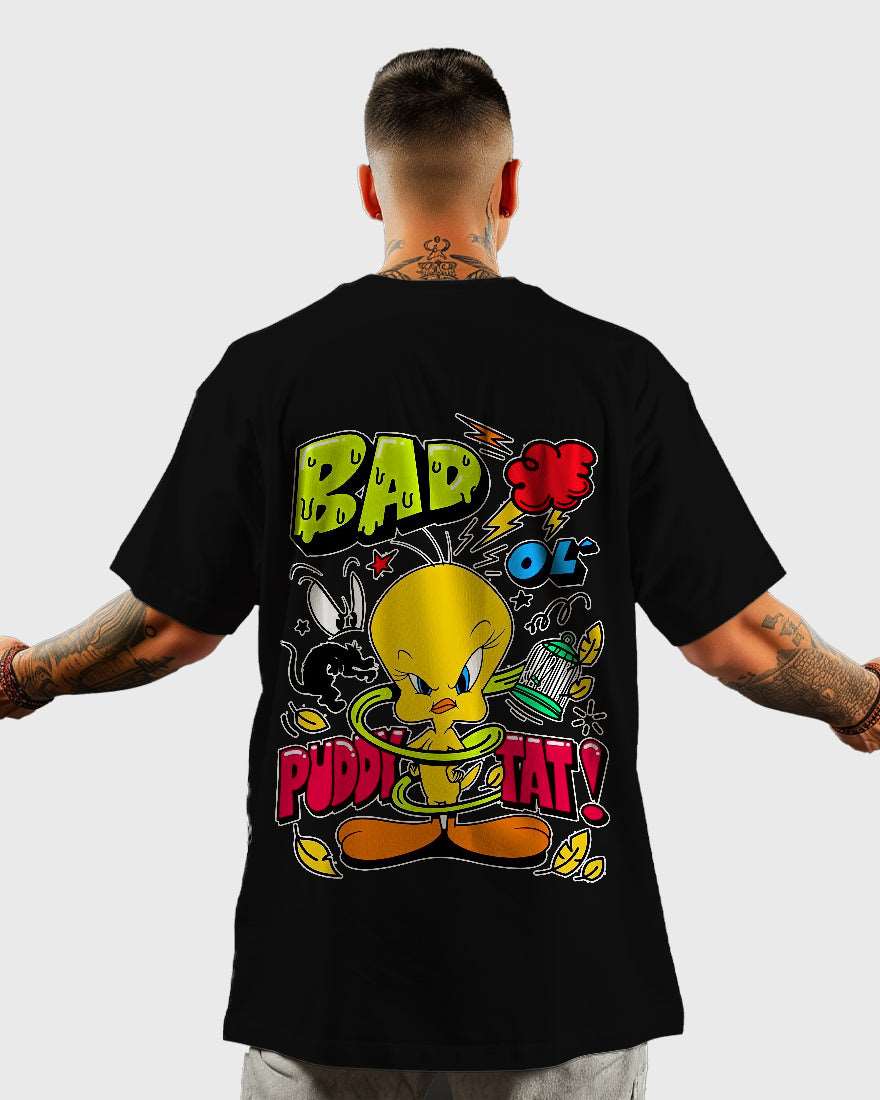 Mens Oversized Tshirt Cartoon Loony Tunes Tweety