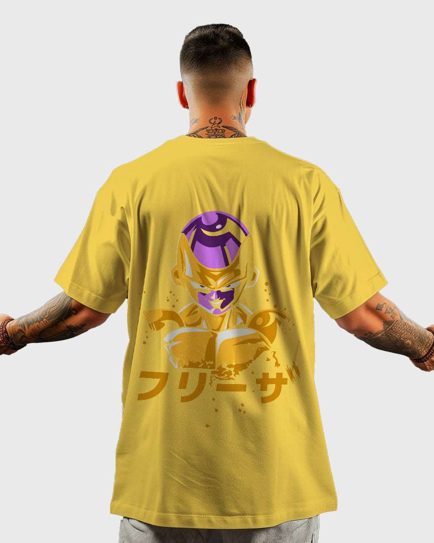 Mens Oversized Tshirt Anime Dragonballz Golden Freezer