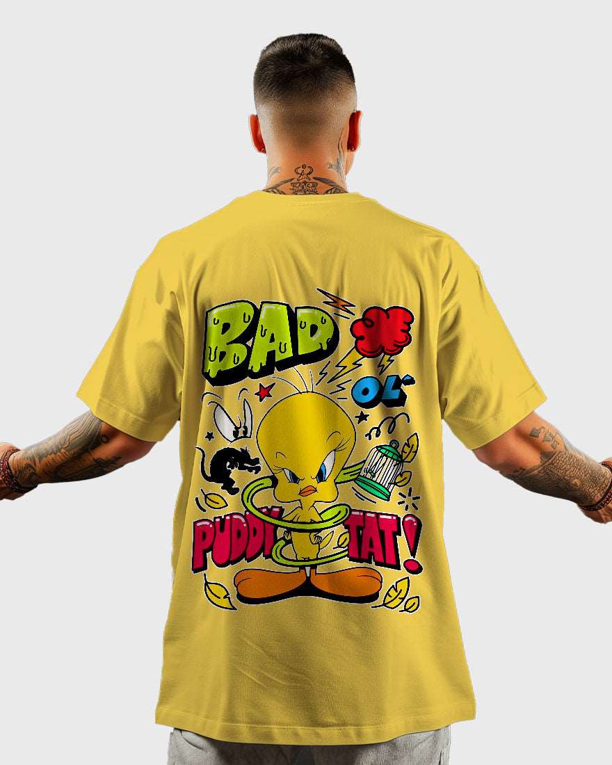 Mens Oversized Tshirt Cartoon Loony Tunes Tweety