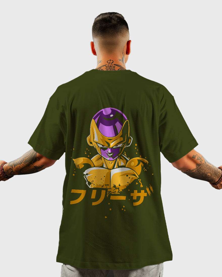 Mens Oversized Tshirt Anime Dragonballz Golden Freezer