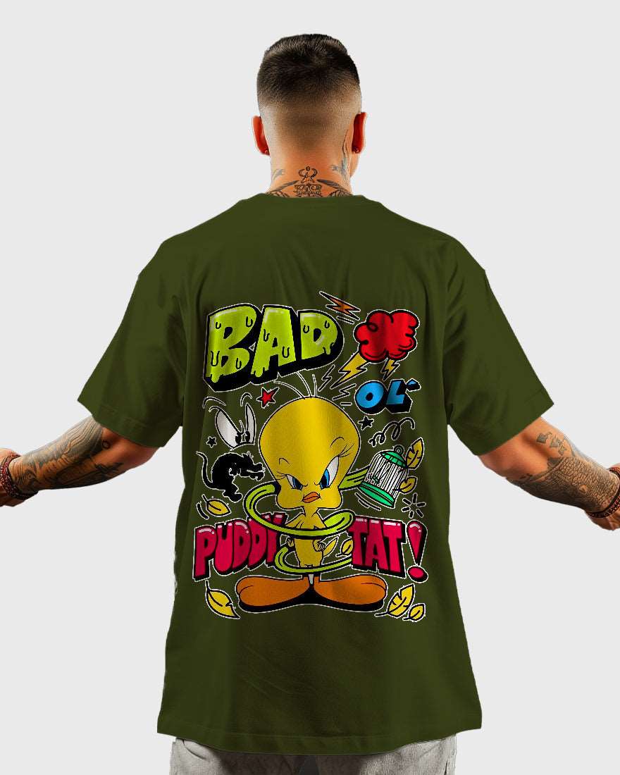 Mens Oversized Tshirt Cartoon Loony Tunes Tweety