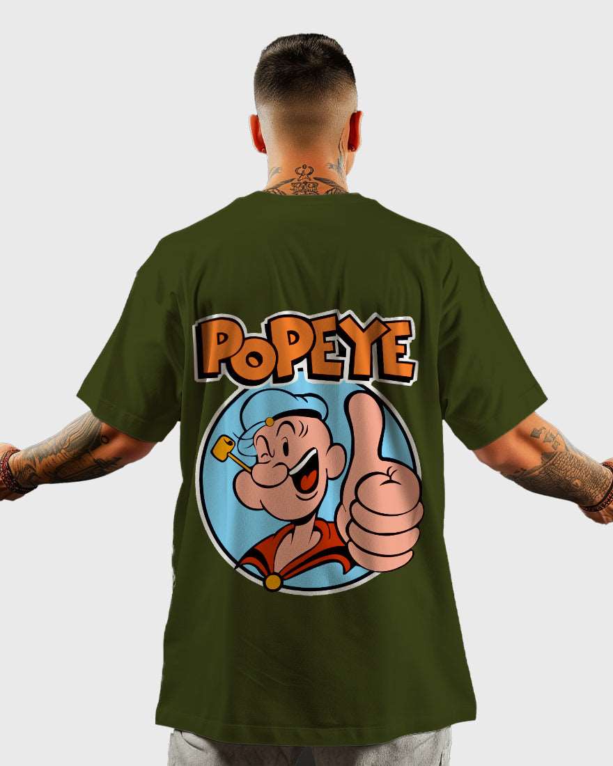 Mens Oversized Tshirt Cartoon Popeye Popeye