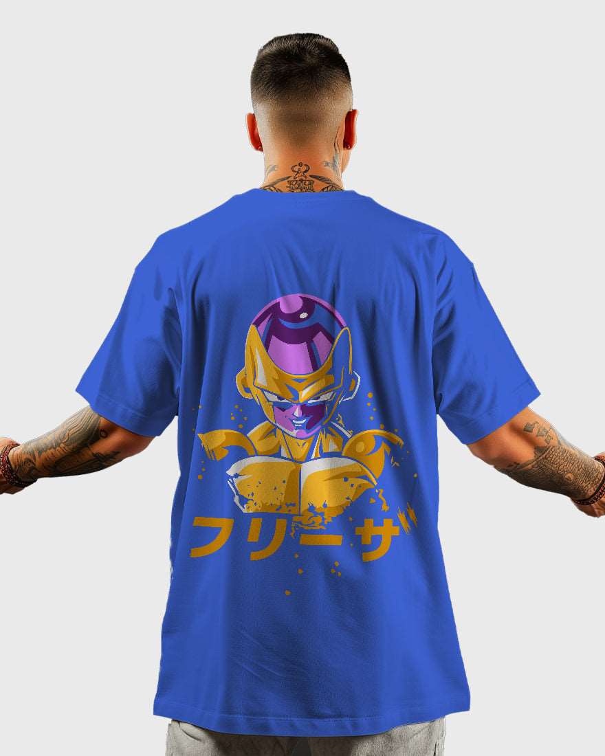 Mens Oversized Tshirt Anime Dragonballz Golden Freezer