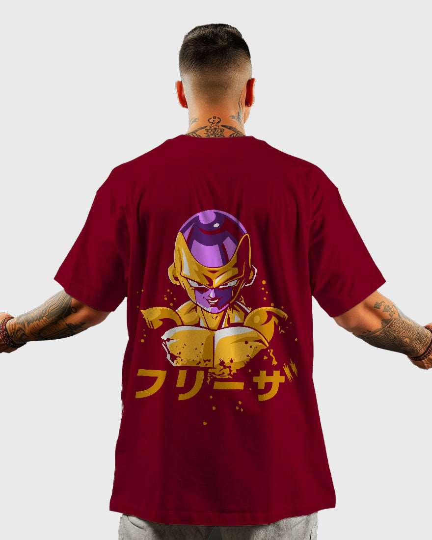 Mens Oversized Tshirt Anime Dragonballz Golden Freezer