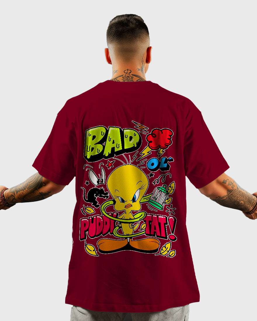 Mens Oversized Tshirt Cartoon Loony Tunes Tweety