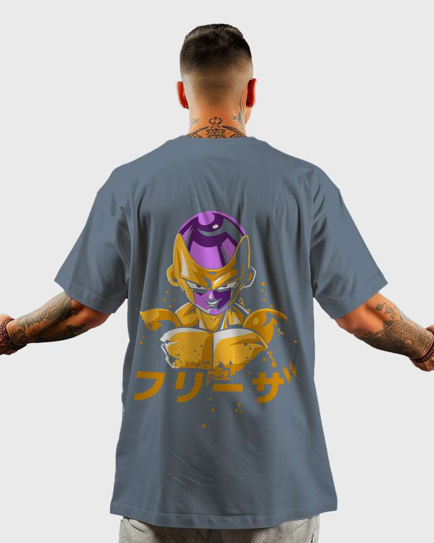 Mens Oversized Tshirt Anime Dragonballz Golden Freezer