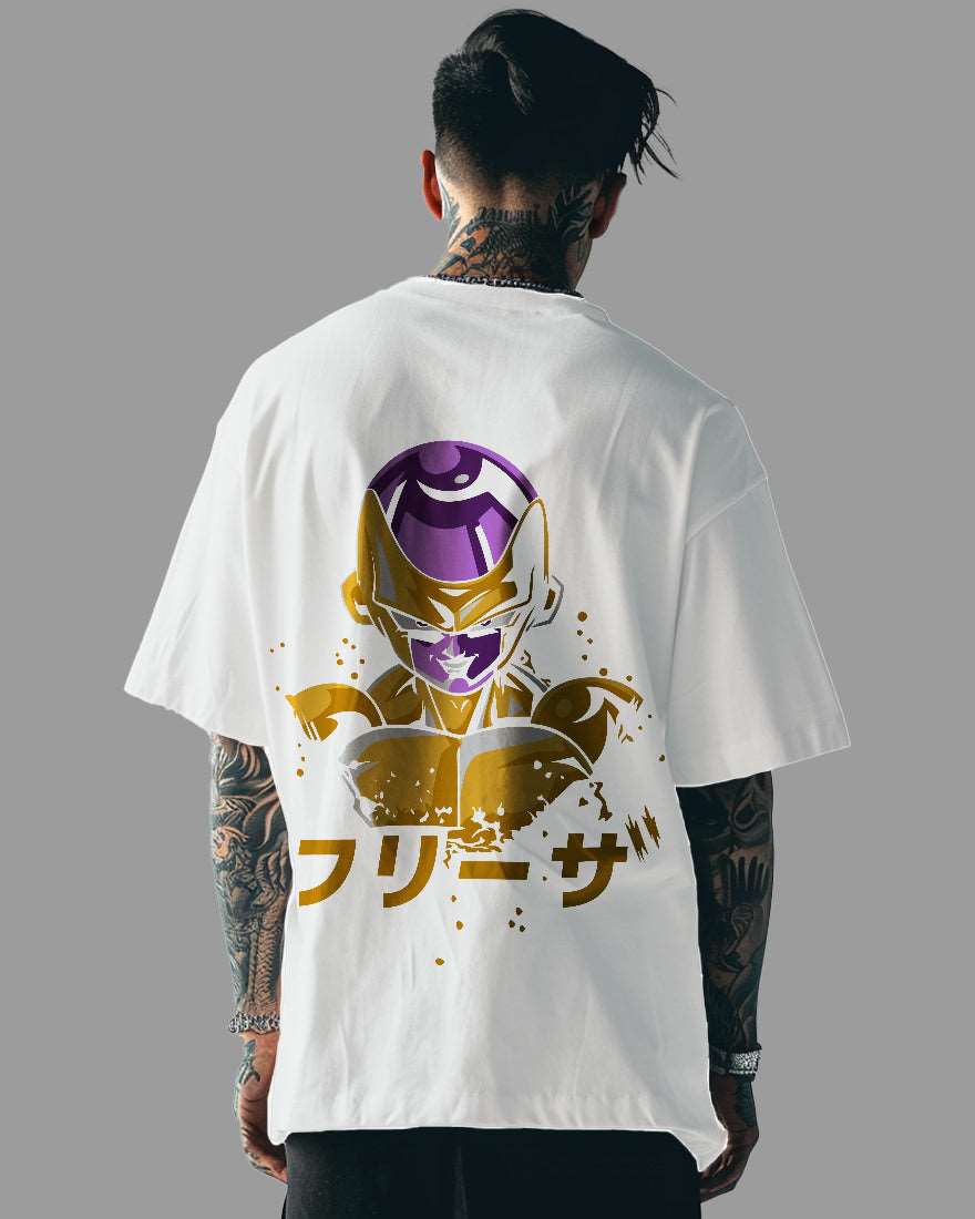 Mens Oversized Tshirt Anime Dragonballz Golden Freezer