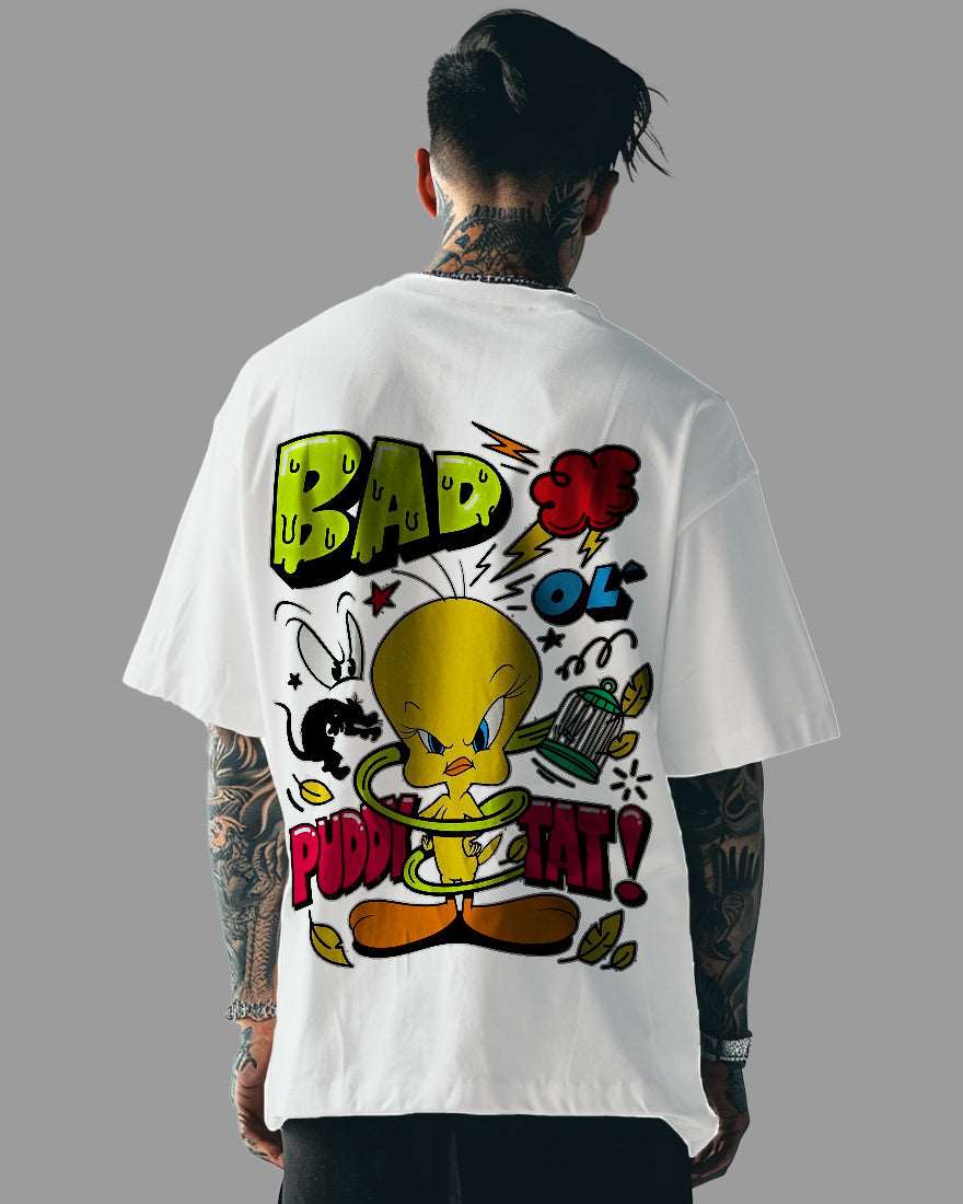 Mens Oversized Tshirt Cartoon Loony Tunes Tweety