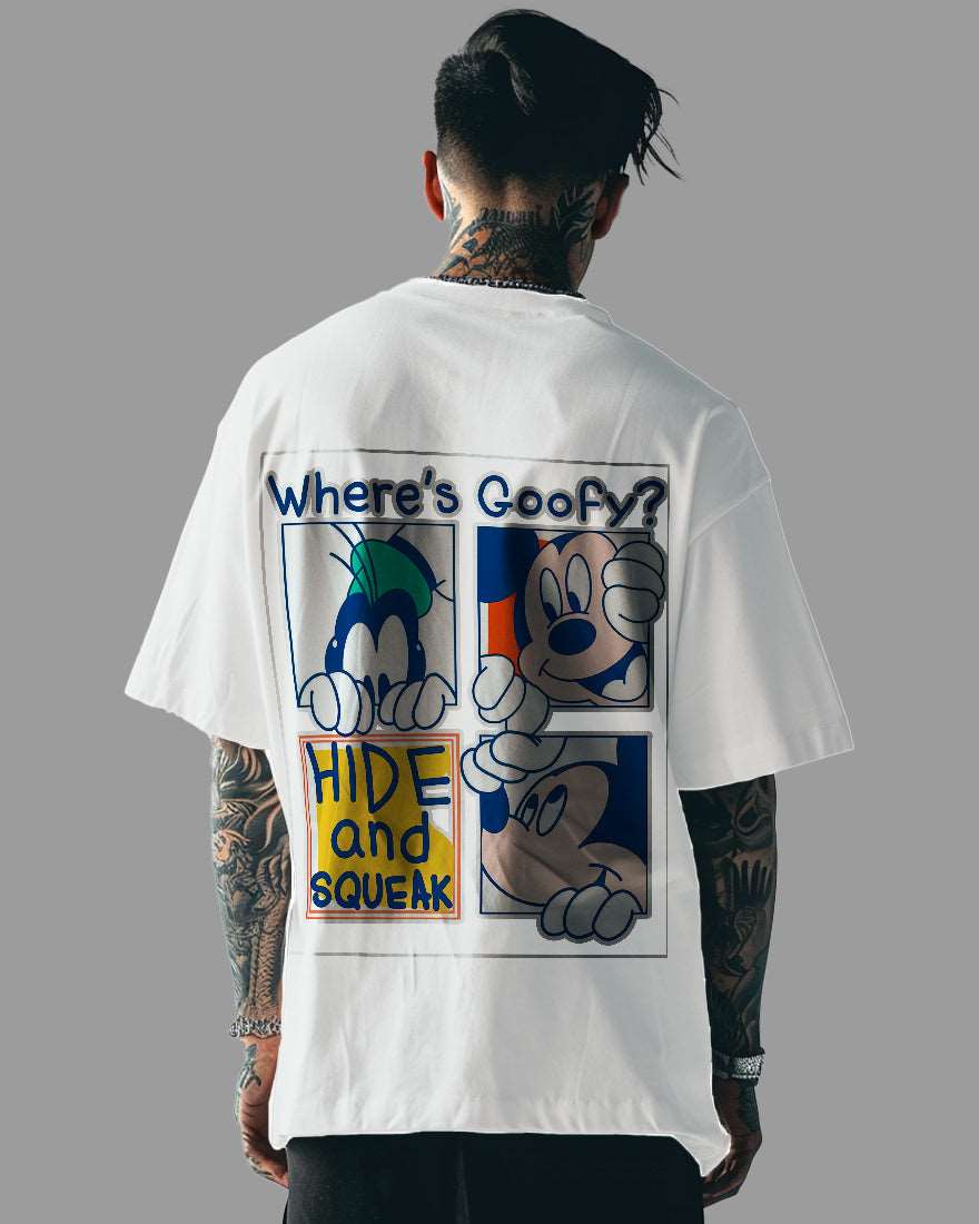 Mens Oversized Tshirt Cartoon Mickeymouse Goofy And Mickey