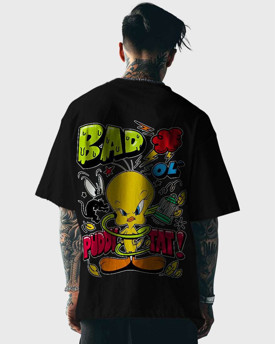 Mens Oversized Tshirt Cartoon Loony Tunes Tweety