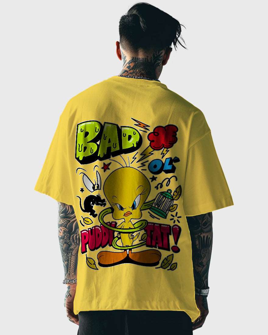 Mens Oversized Tshirt Cartoon Loony Tunes Tweety