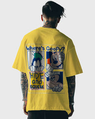 Mens Oversized Tshirt Cartoon Mickeymouse Goofy And Mickey