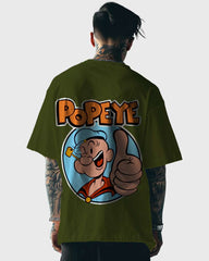 Mens Oversized Tshirt Cartoon Popeye Popeye