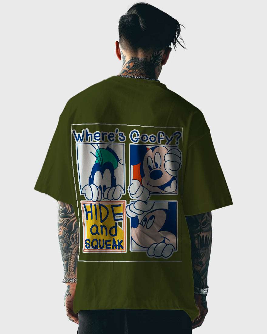 Mens Oversized Tshirt Cartoon Mickeymouse Goofy And Mickey