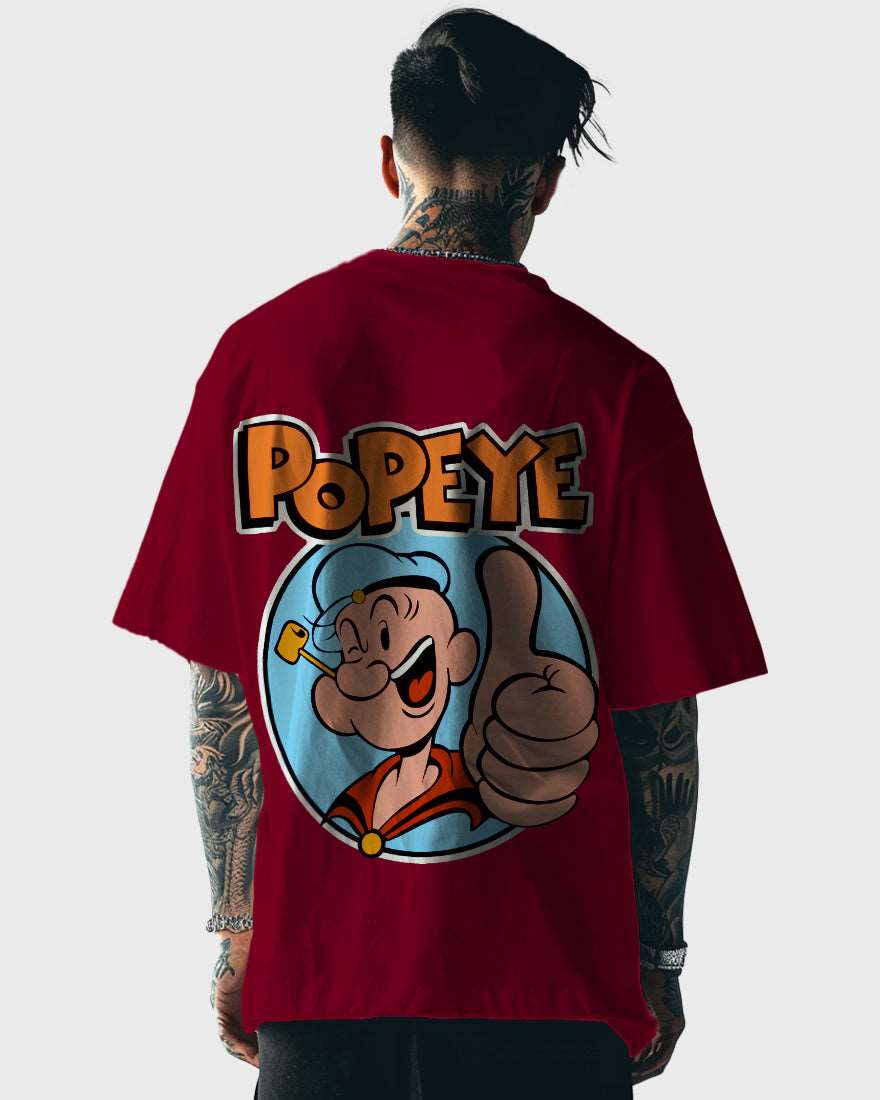 Mens Oversized Tshirt Cartoon Popeye Popeye