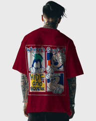 Mens Oversized Tshirt Cartoon Mickeymouse Goofy And Mickey