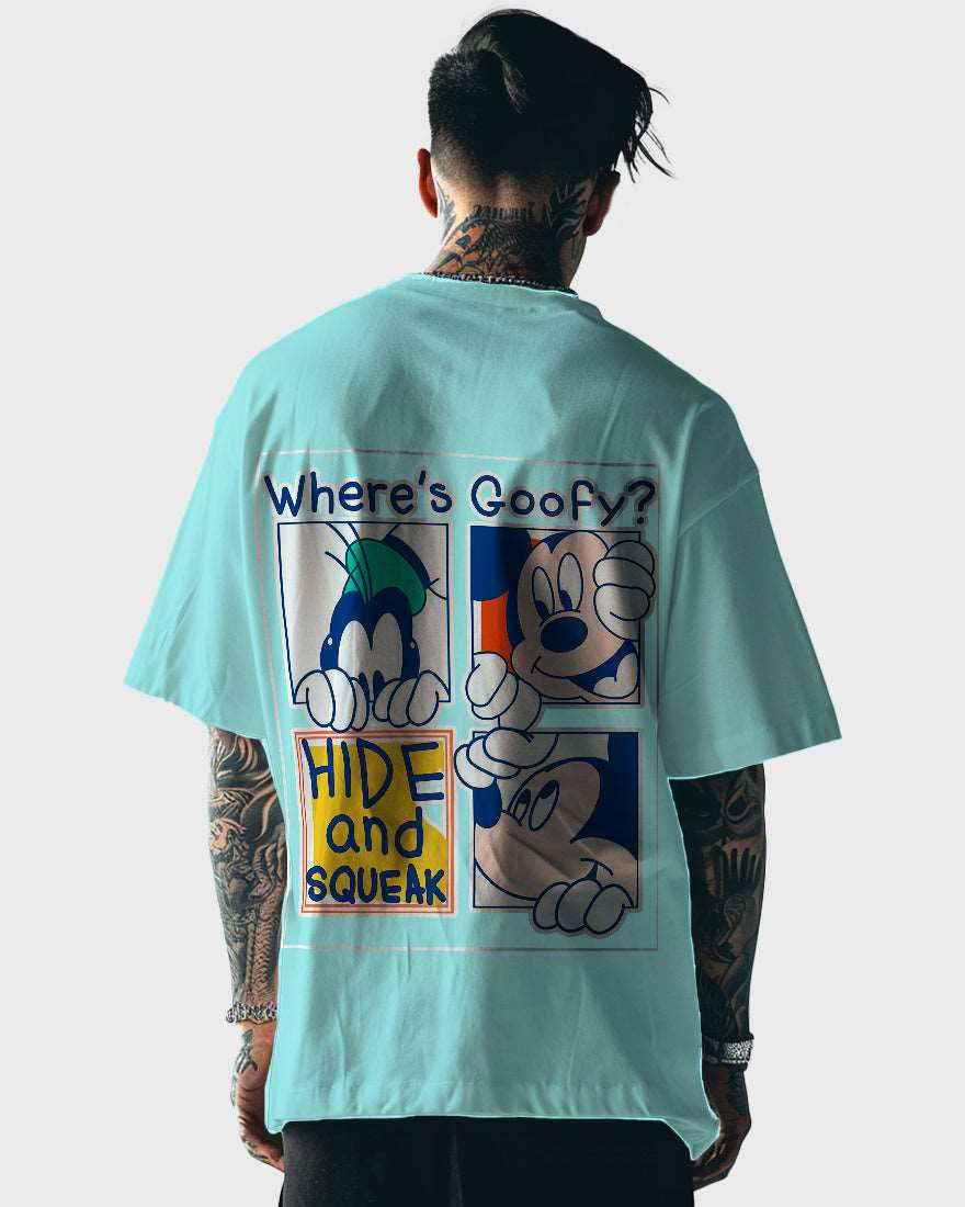 Mens Oversized Tshirt Cartoon Mickeymouse Goofy And Mickey