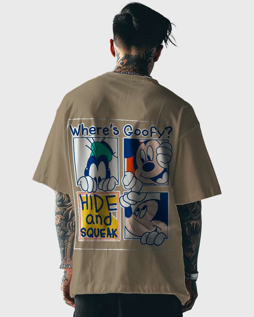 Mens Oversized Tshirt Cartoon Mickeymouse Goofy And Mickey