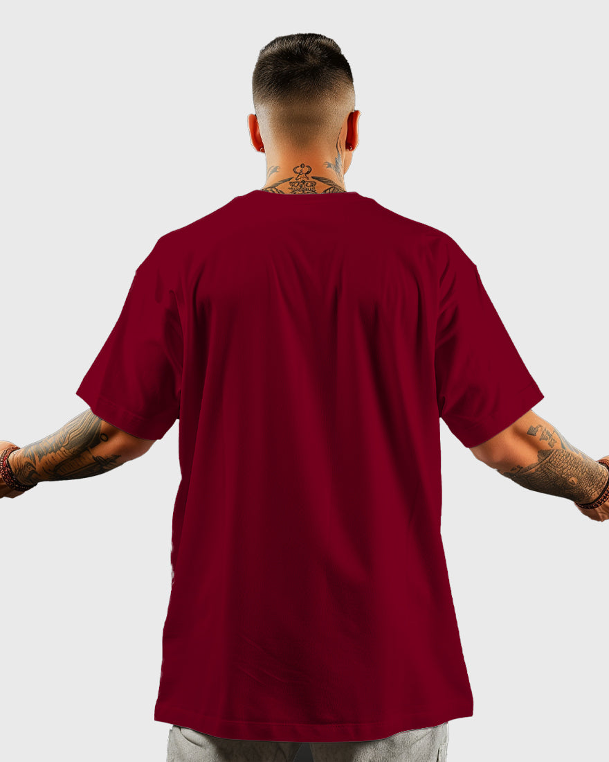 Men Oversized Tshirt Plain - Burgundy