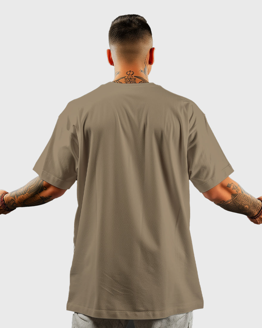 Men Oversized Tshirt Plain - Dark beige