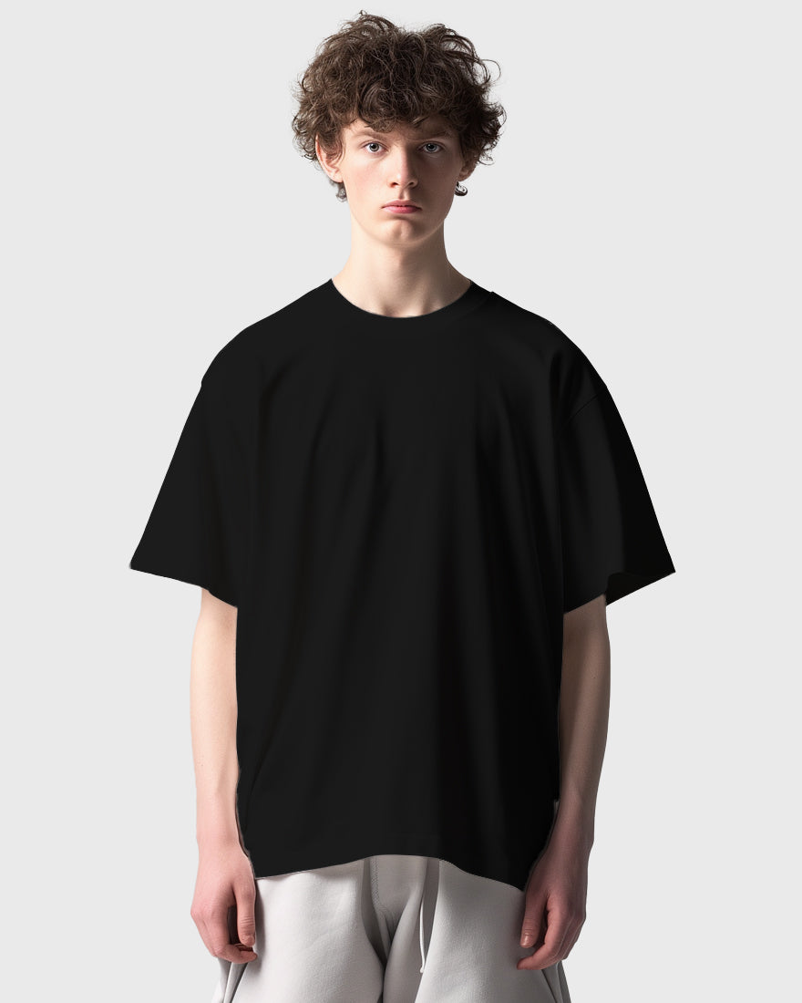 Men Oversized Tshirt Plain - Jet black