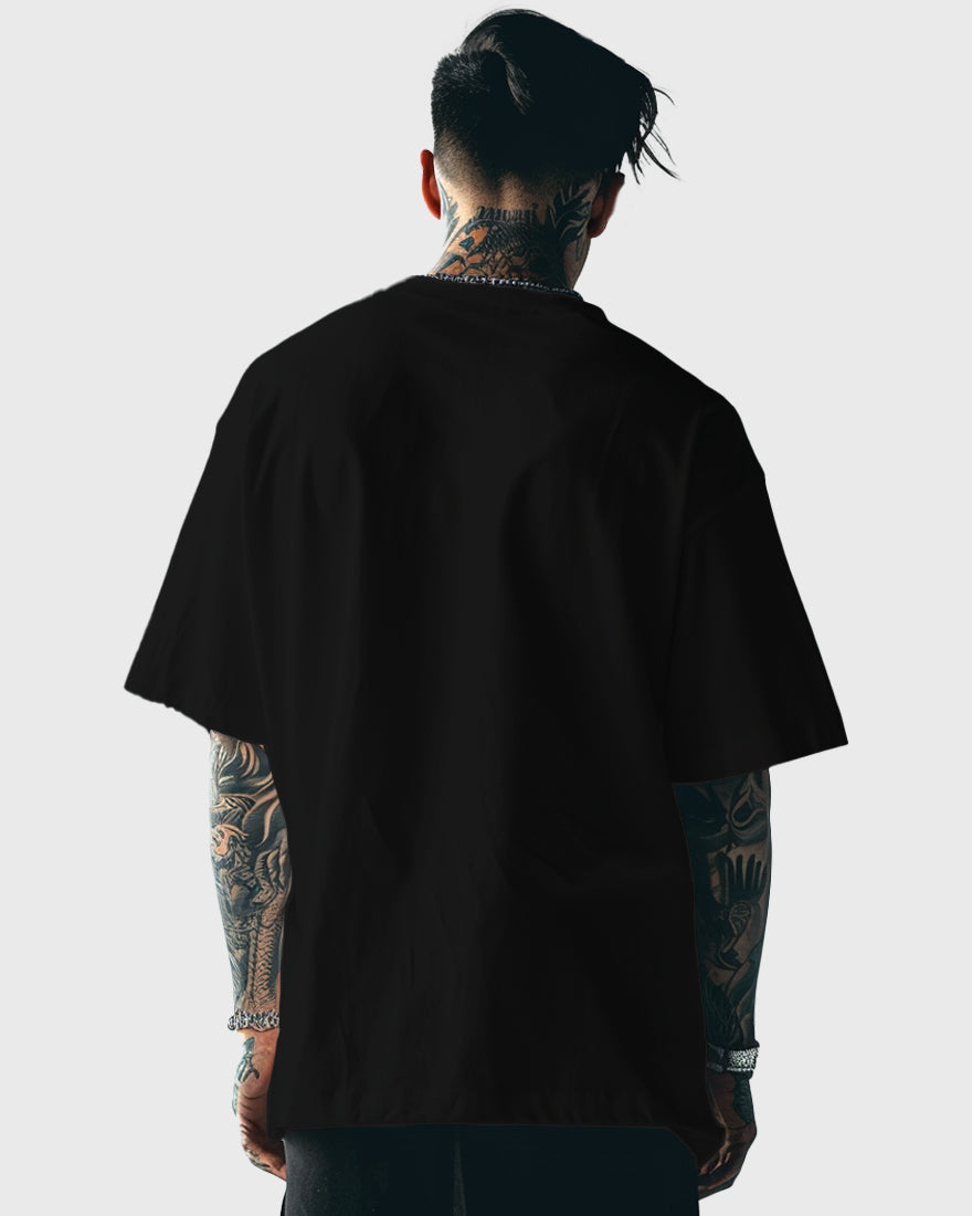 Men Oversized Tshirt Plain - Jet black