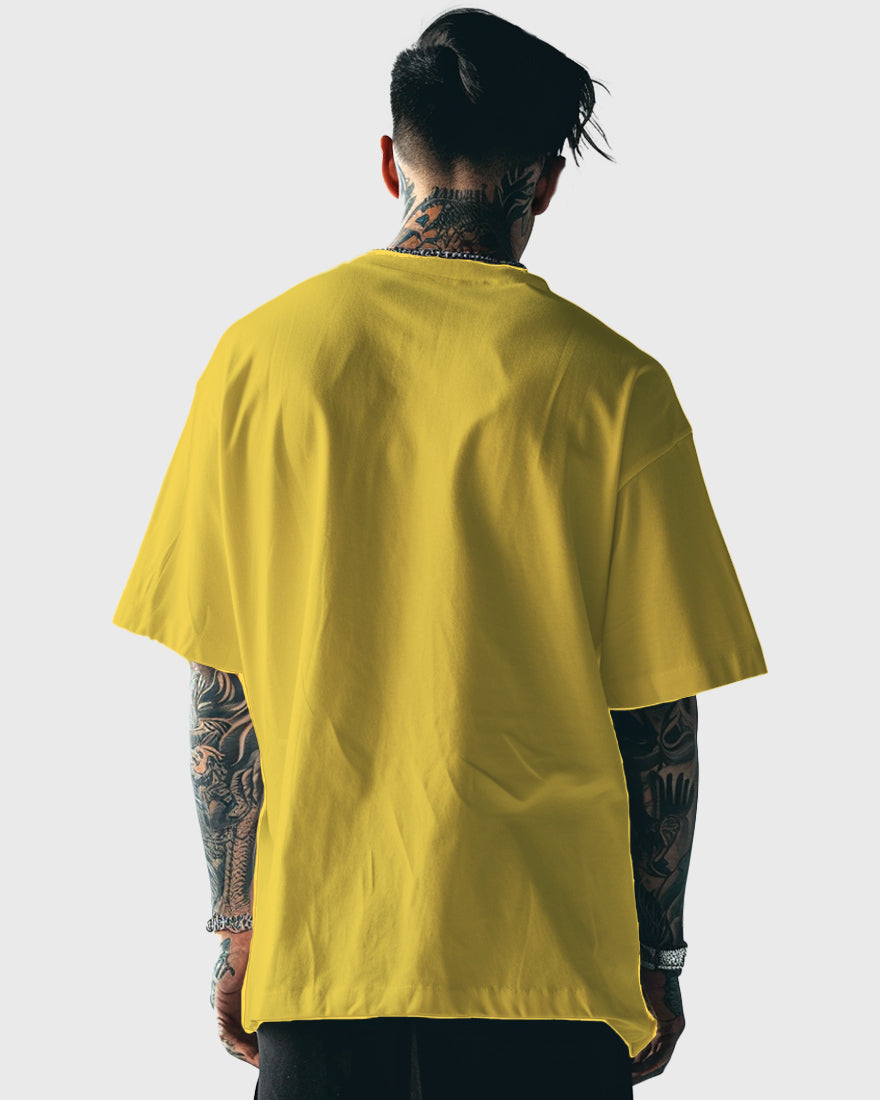 Men Oversized Tshirt Plain - Mustard yellow