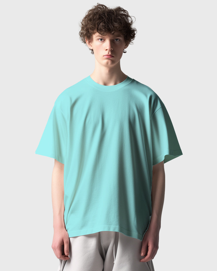 Men Oversized Tshirt Plain - Lite ocean blue