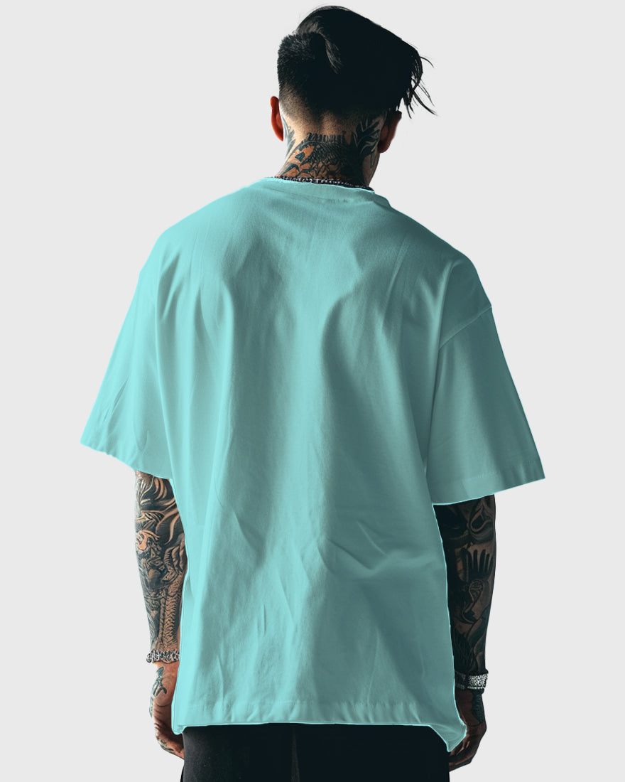 Men Oversized Tshirt Plain - Lite ocean blue