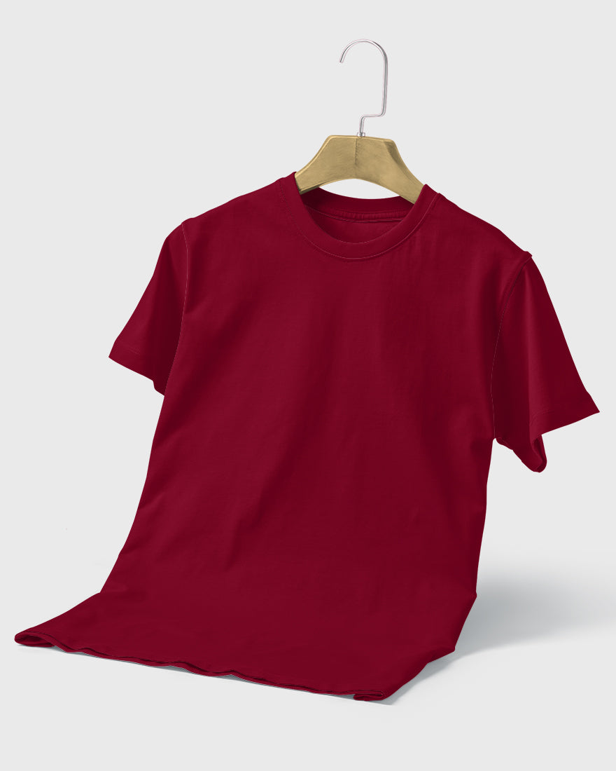 Men Regular Tshirt Plain - Burgundy