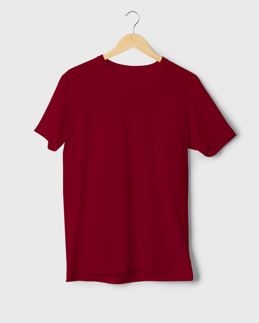 Men Regular Tshirt Plain - Burgundy