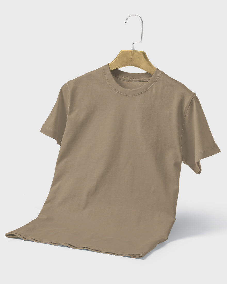 Men Regular Tshirt Plain - Dark beige