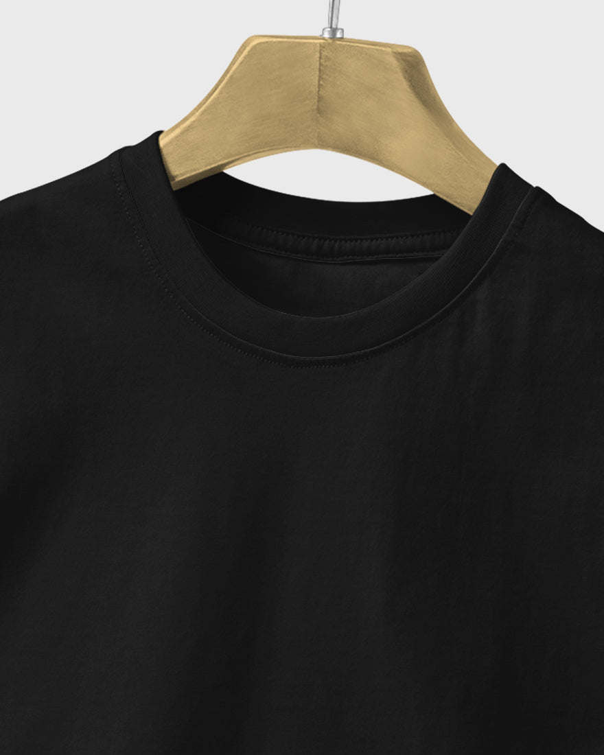 Men Regular Tshirt Plain - Jet black