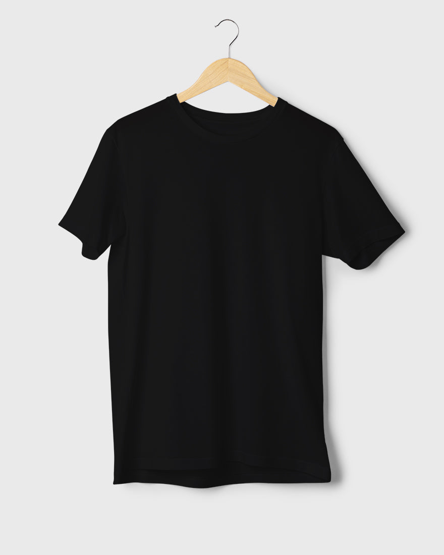 Men Regular Tshirt Plain - Jet black