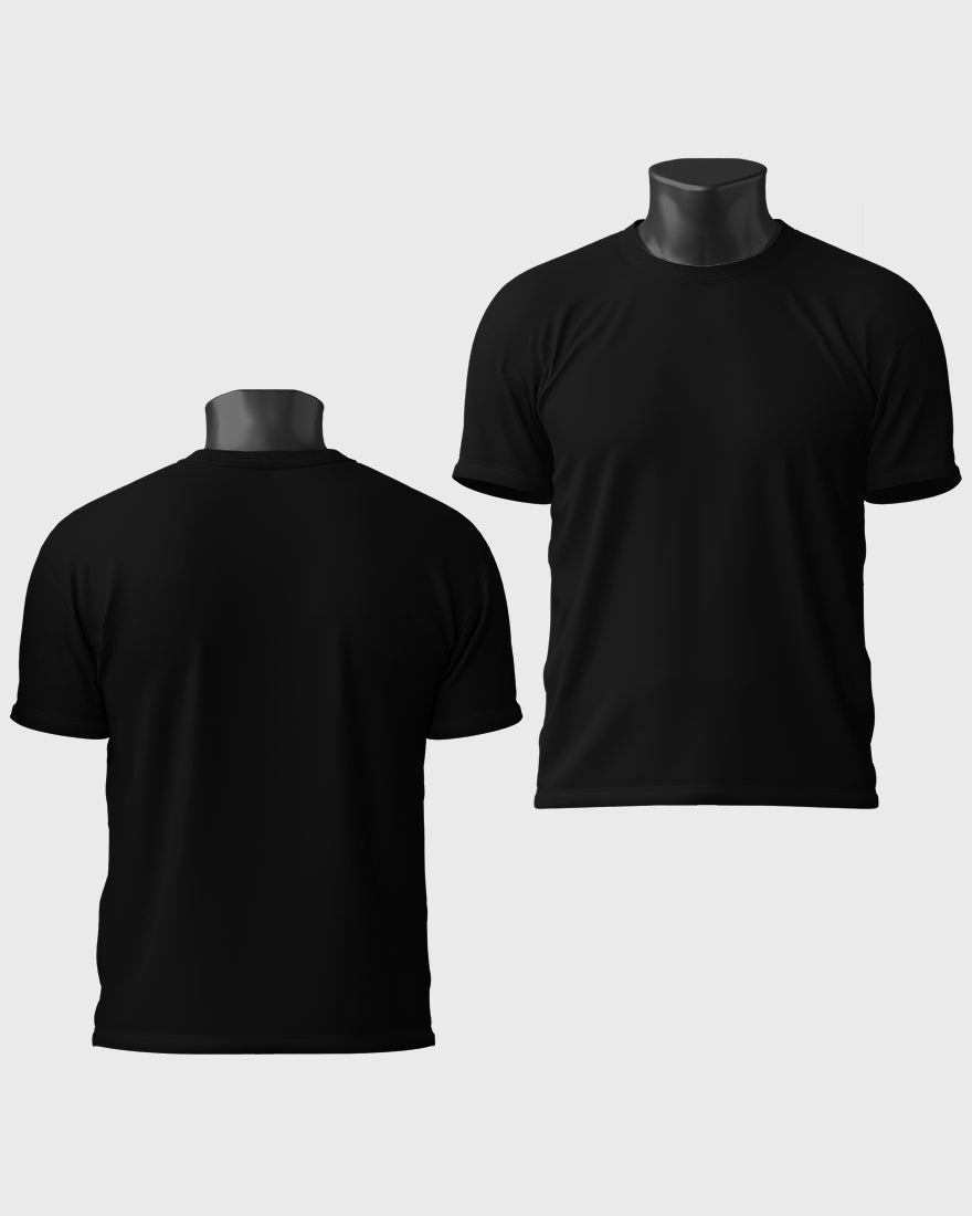 Men Regular Tshirt Plain - Jet black