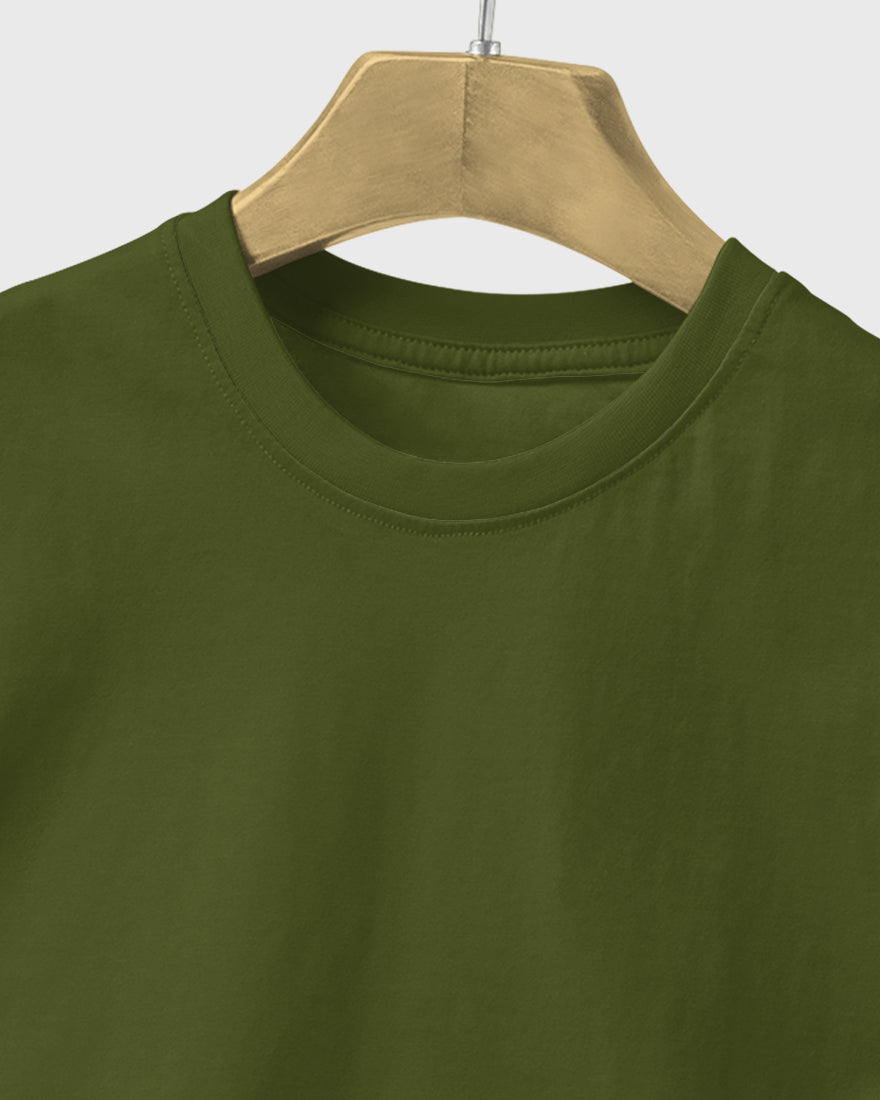 Men Regular Tshirt Plain - Military Green