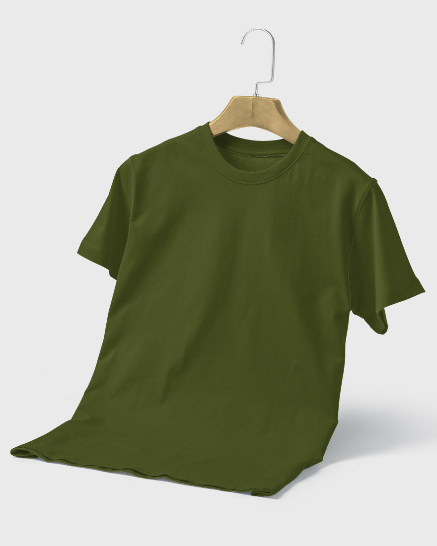 Men Regular Tshirt Plain - Military Green