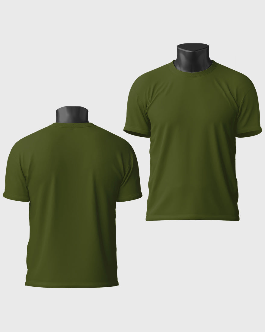 Men Regular Tshirt Plain - Military Green