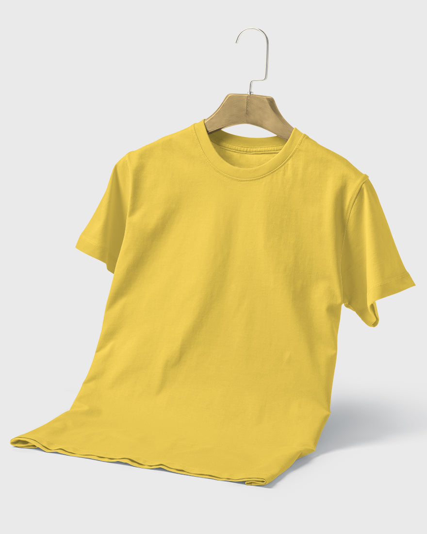 Men Regular Tshirt Plain - Mustard yellow